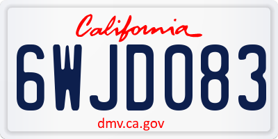 CA license plate 6WJD083