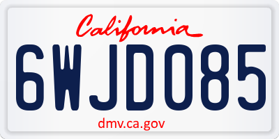 CA license plate 6WJD085