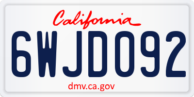CA license plate 6WJD092