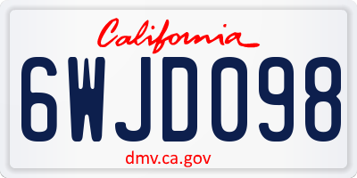 CA license plate 6WJD098