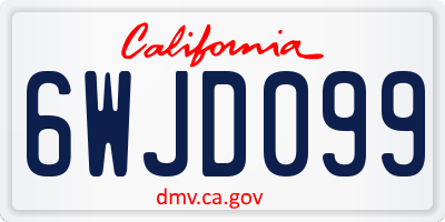 CA license plate 6WJD099