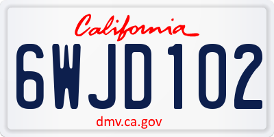 CA license plate 6WJD102