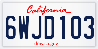 CA license plate 6WJD103