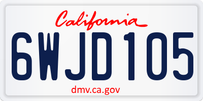 CA license plate 6WJD105