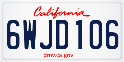 CA license plate 6WJD106
