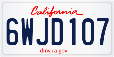 CA license plate 6WJD107