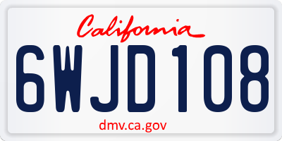 CA license plate 6WJD108