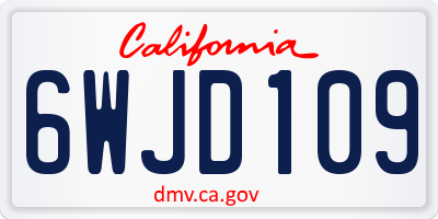CA license plate 6WJD109