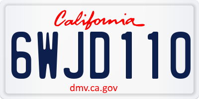 CA license plate 6WJD110