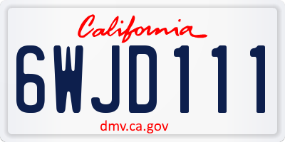 CA license plate 6WJD111