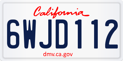 CA license plate 6WJD112