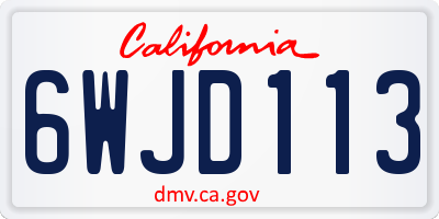 CA license plate 6WJD113