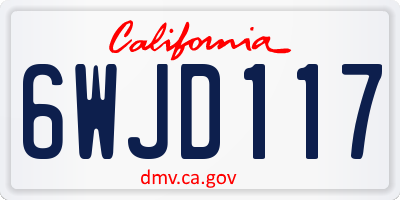 CA license plate 6WJD117