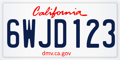 CA license plate 6WJD123