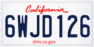 CA license plate 6WJD126