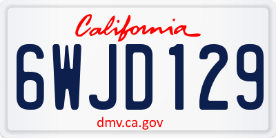 CA license plate 6WJD129