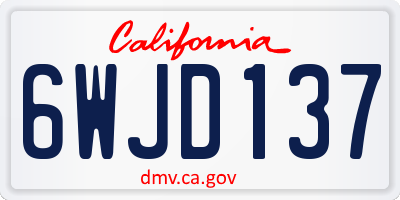 CA license plate 6WJD137