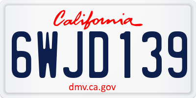 CA license plate 6WJD139