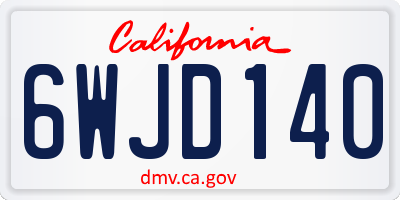 CA license plate 6WJD140