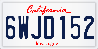 CA license plate 6WJD152