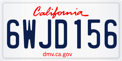 CA license plate 6WJD156