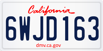 CA license plate 6WJD163