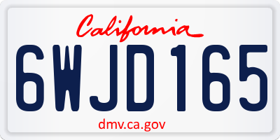 CA license plate 6WJD165