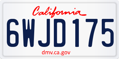 CA license plate 6WJD175