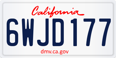 CA license plate 6WJD177