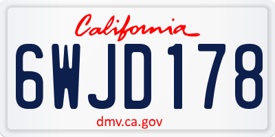 CA license plate 6WJD178