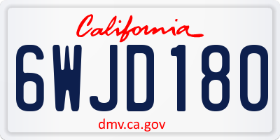 CA license plate 6WJD180