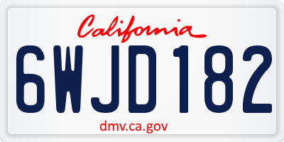 CA license plate 6WJD182
