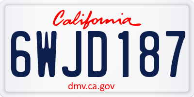 CA license plate 6WJD187