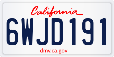 CA license plate 6WJD191
