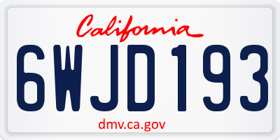 CA license plate 6WJD193