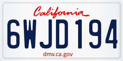 CA license plate 6WJD194
