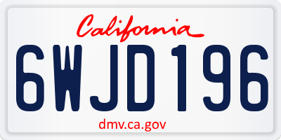 CA license plate 6WJD196