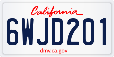 CA license plate 6WJD201