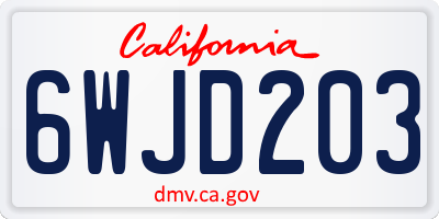 CA license plate 6WJD203
