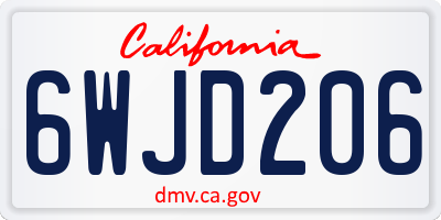 CA license plate 6WJD206