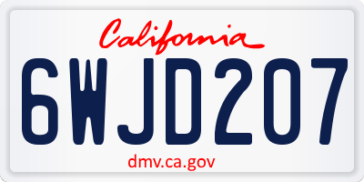 CA license plate 6WJD207