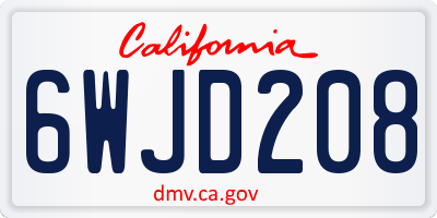 CA license plate 6WJD208