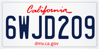 CA license plate 6WJD209