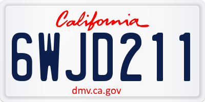 CA license plate 6WJD211