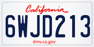 CA license plate 6WJD213