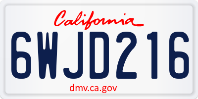 CA license plate 6WJD216