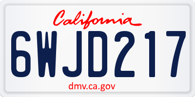 CA license plate 6WJD217