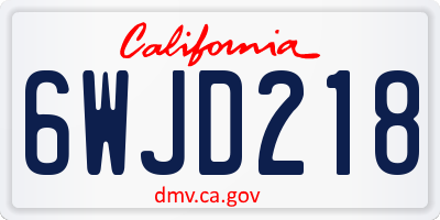 CA license plate 6WJD218