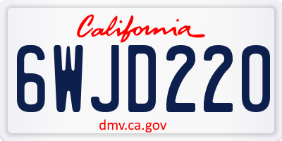 CA license plate 6WJD220