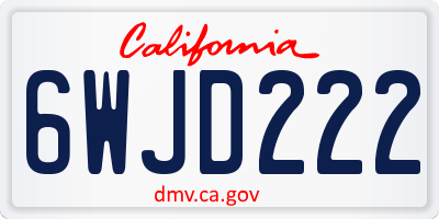 CA license plate 6WJD222